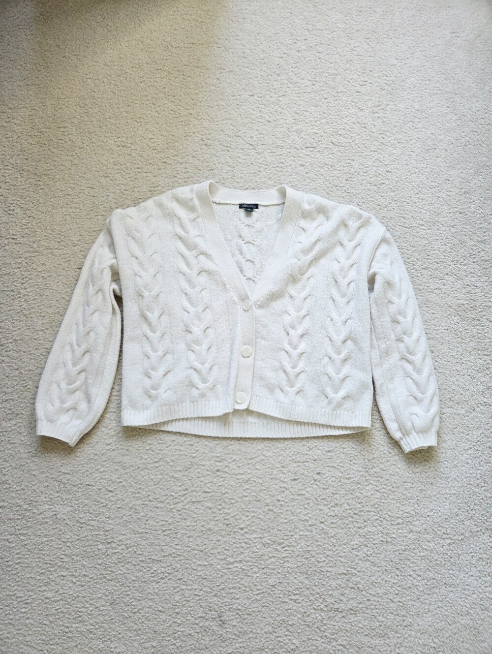 Wild Fable Women's Cream Cable Knit Button Cardigan Sweater